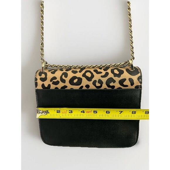 Kate Spade Leopard Print Leather Remi Flap Chain Crossbody Shoulder Bag Black - Picture 7 of 16